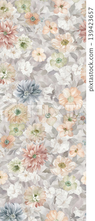 Soft muted watercolor floral and botanical seamless patterns collection 139423657
