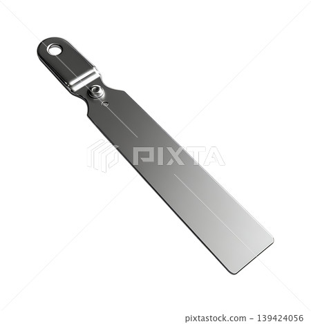 Polished metal shim with eyelet on transparent background Polished metal shim with eyelet on transparent background 139424056