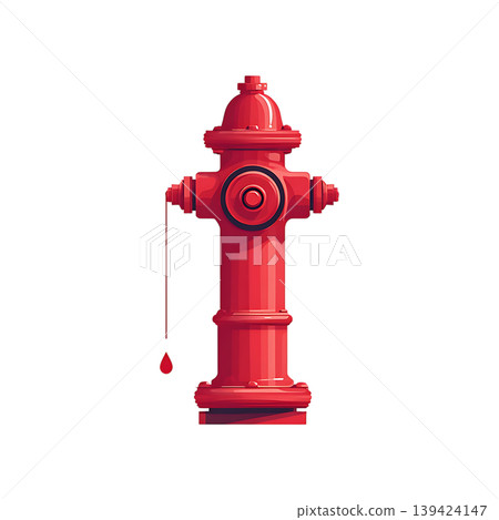 Illustrated red fire hydrant with dripping water on transparent background Illustrated red fire hydrant with dripping water on transparent background 139424147