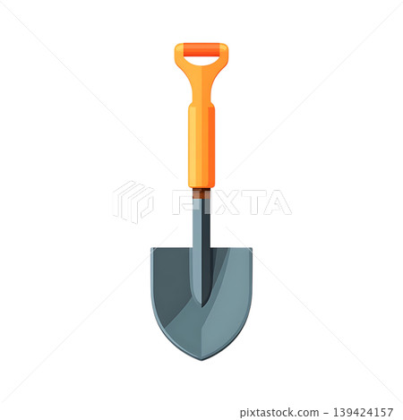 Orange and Gray Shovel with Handle on transparent background 139424157