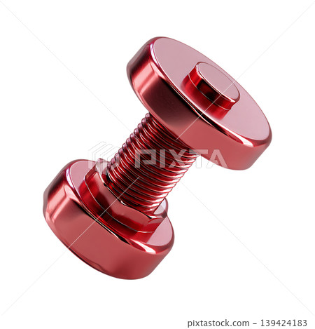 Red metal bolt and nut hardware isolated on transparent background Red metal bolt and nut hardware isolated on transparent background 139424183