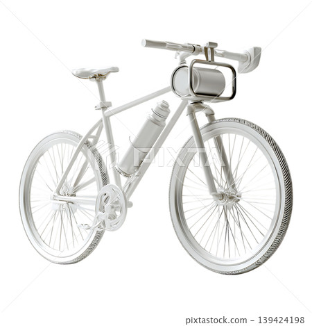 White Bike with Water Bottle on Transparent Background White Bike with Water Bottle on Transparent Background 139424198