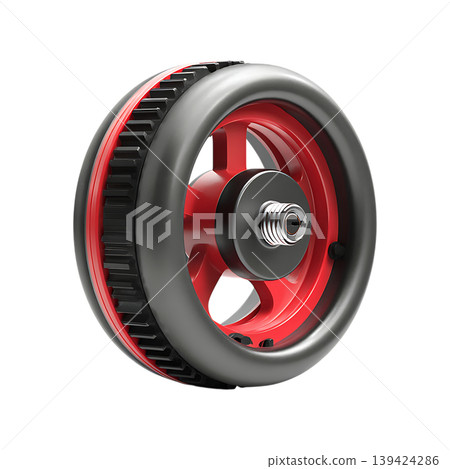 Red and Gray Ab Roller Wheel Detail on transparent background 139424286
