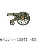Olive green vintage cannon on transparent background 139424433