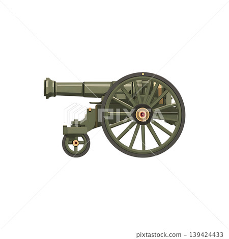 Olive green vintage cannon on transparent background Olive green vintage cannon on transparent background 139424433