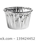 Shiny aluminum foil baking cup on transparent background 139424452
