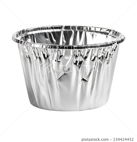 Shiny aluminum foil baking cup on transparent background Shiny aluminum foil baking cup on transparent background 139424452