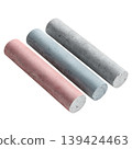 Three pastel chalk sticks, pink, blue, grey, on transparent background 139424463