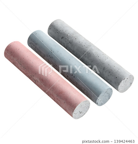 Three pastel chalk sticks, pink, blue, grey, on transparent background Three pastel chalk sticks, pink, blue, grey, on transparent background 139424463