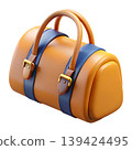 3D Icon of Orange Sports Duffel Bag on Transparent Background 139424495