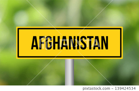 Afghanistan road sign on blur background Afghanistan road sign on blur background 139424534