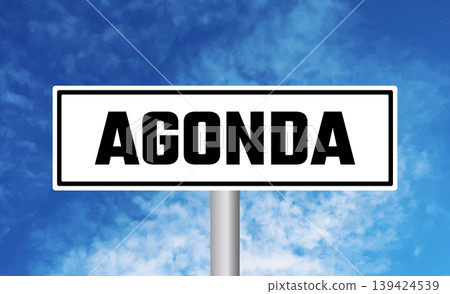 Agonda road sign on sky background Agonda road sign on sky background 139424539