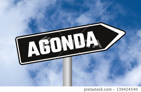 Agonda road sign on sky background Agonda road sign on sky background 139424540