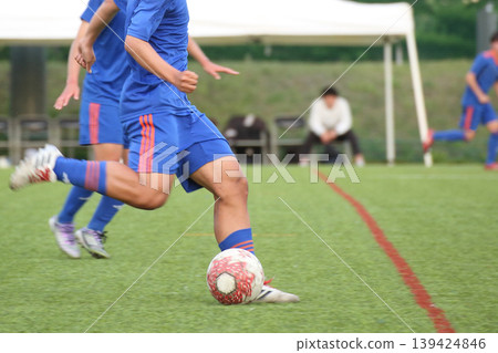 Soccer player kicking a soccer ball Soccer player kicking a soccer ball 139424846