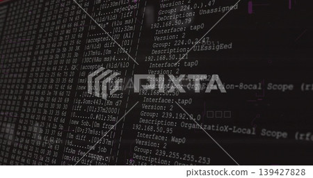 Displaying monitor showing monospaced terminal logs on workstation, listing IPs and column divider Displaying monitor showing monospaced terminal logs on workstation, listing IPs and column divider 139427828