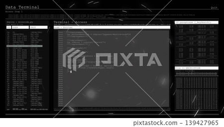 Displaying code-editor showing monospace-code caret on dark UI, with left-user-IDs right-hex-dump Displaying code-editor showing monospace-code caret on dark UI, with left-user-IDs right-hex-dump 139427965