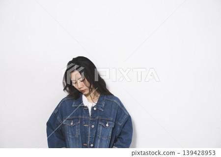 Women in denim fashion Women in denim fashion 139428953