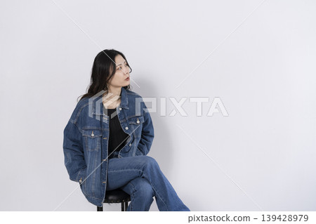 Women in denim fashion Women in denim fashion 139428979