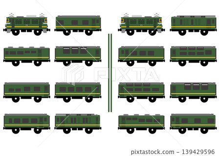 A toy-style EF81 locomotive and Twilight Express passenger car set. A toy-style EF81 locomotive and Twilight Express passenger car set. 139429596