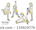 Young woman doing warm-up exercises 139429776
