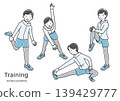 A young man doing warm-up exercises 139429777