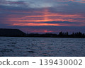 The evening sky over Lake Koyama is painted in the twilight hours after sunset. 139430002