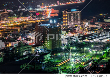 Night view of Tsuyama Railway Museum and Tsuyama city center, with the roundhouse lit up. *Location of photo is indicated in the comments section. Night view of Tsuyama Railway Museum and Tsuyama city center, with the roundhouse lit up. *Location of photo is indicated in the comments section. 139430504