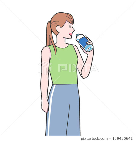 有塑料瓶的一名婦女 139430641