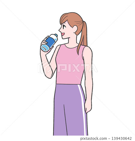 有塑料瓶的一名婦女 139430642