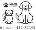 Set of monochrome vector illustrations of dogs and cats 139431143