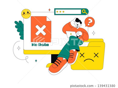 No Data Vector Illustration Featuring Empty Analytics Dashboard, Error State, Missing Information Concept With UI Elements and Notification Symbols No Data Vector Illustration Featuring Empty Analytics Dashboard, Error State, Missing Information Concept With UI Elements and Notification Symbols 139431380