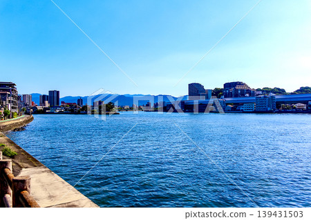 [Fukuoka] Early summer in Fukuoka: Muromi River viewed from just before Atago Bridge. 139431503