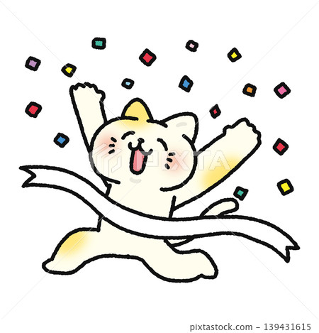 A cute cat crossing the finish line A cute cat crossing the finish line 139431615