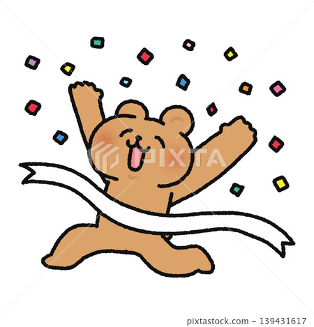 A cute bear crossing the finish line A cute bear crossing the finish line 139431617