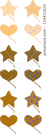 Illustrations of brown balloons of various shapes Illustrations of brown balloons of various shapes 139431620