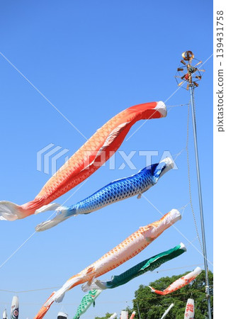 鯉魚stream在藍藍的天空中游泳 139431758