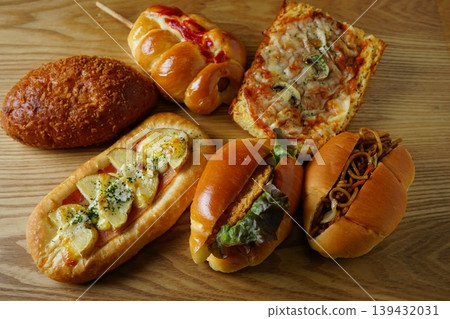 Prepared bread, savory bread Prepared bread, savory bread 139432031