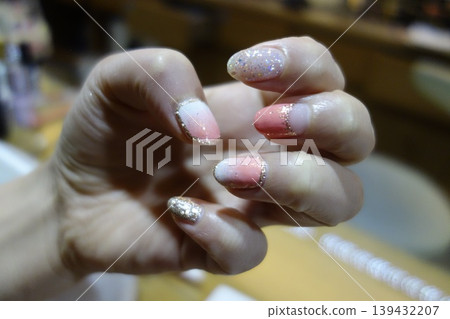 Gleaming Nail Art Close-Up 139432207