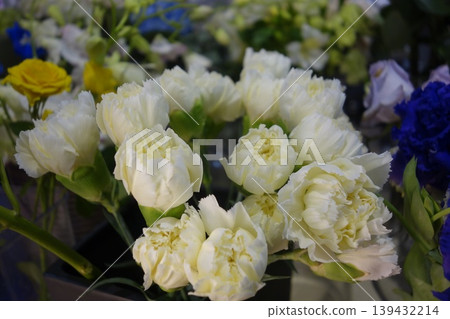 White Carnations Bouquet with Mixed Floral Arrangement 139432214