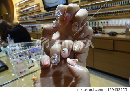 Elegant Nail Art Display in Salon Elegant Nail Art Display in Salon 139432355