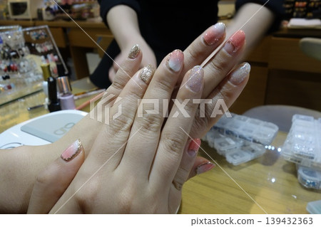 Nail Art Close-Up in Beauty Salon Nail Art Close-Up in Beauty Salon 139432363