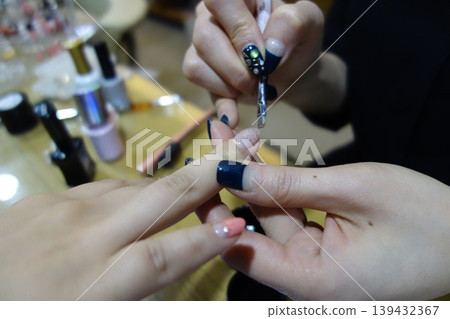Nail Artistry Close-Up: Detailed Nail Design Process Nail Artistry Close-Up: Detailed Nail Design Process 139432367
