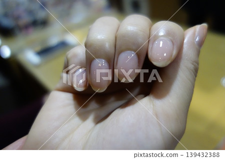 Close-up of manicured nails with glossy finish Close-up of manicured nails with glossy finish 139432388