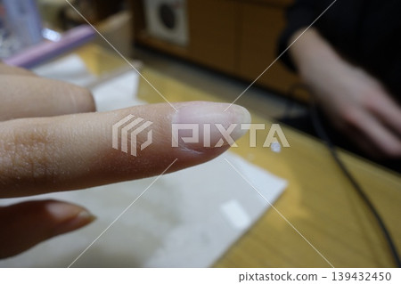 Close-up of a Finger in Nail Salon Setting Close-up of a Finger in Nail Salon Setting 139432450
