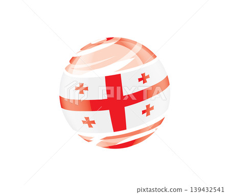 Illustration of globe wrapped in Georgian flag patterns with subtle shadowing Illustration of globe wrapped in Georgian flag patterns with subtle shadowing 139432541