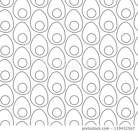 Egg half seamless pattern hand drawn illustration. Vector graphic line art. Silhouette sign for logo, print, comics, fashion, pop art, boards, design, stickers, decoration, posters 139432567