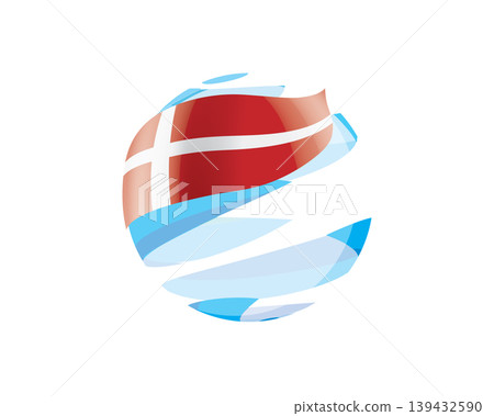 Flat of patriotic globe featuring waving Danish flag design Flat of patriotic globe featuring waving Danish flag design 139432590