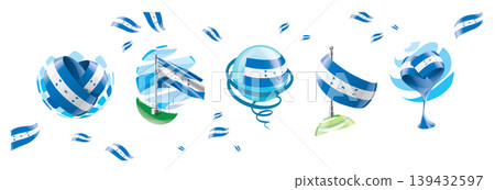 Vector set of the Honduras flag in various creative designs Vector set of the Honduras flag in various creative designs 139432597