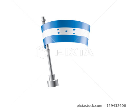 Clean representation showcasing Honduras flag attached to glossy metal pole Clean representation showcasing Honduras flag attached to glossy metal pole 139432606