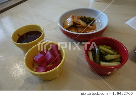 Assorted Korean Side Dishes in Bowls Assorted Korean Side Dishes in Bowls 139432700